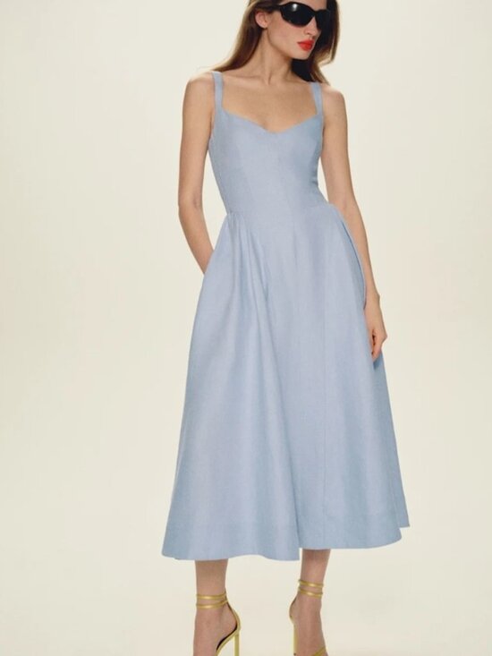 Reformation Dresses & Skirts - NEW Reformation Birdie Linen Sleeveless Midi Dress Cloud Blue US 2 UK 6